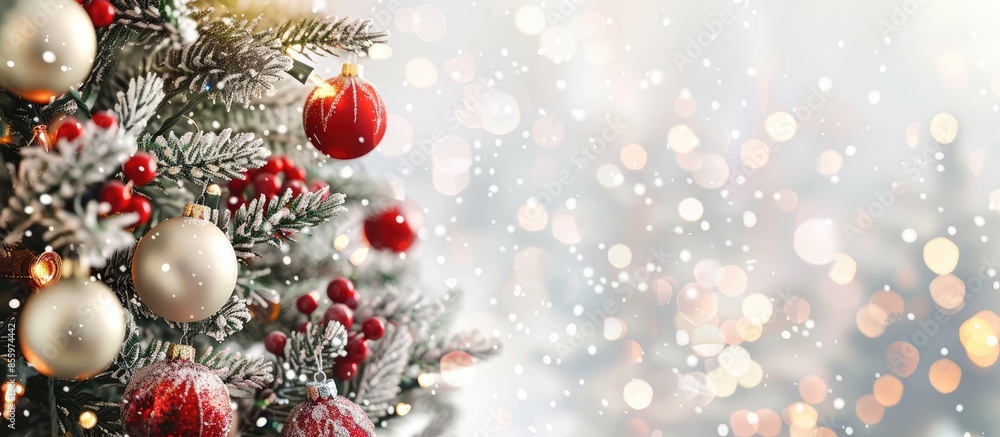 Poster christmas tree and christmas decorations. copy space image. place for adding text and design