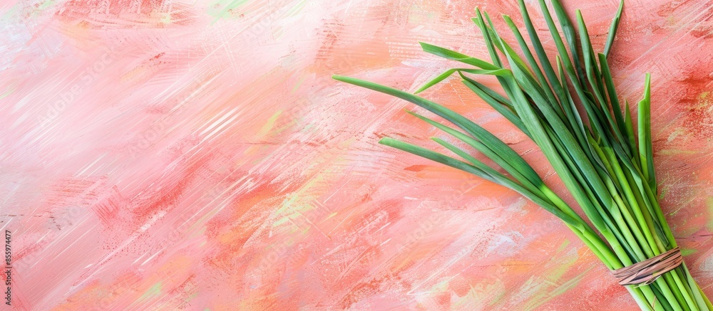 Poster lemon grass isolated on a wooden bg pastel background. copy space image. place for adding text and d