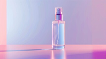 Beauty product mock-up of a facial mist bottle with a pastel background