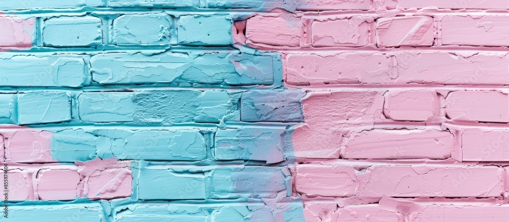 Poster brick wallpaper solid background pastel background . copy space image. place for adding text and des