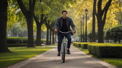 Obraz premium A person riding a bicycle