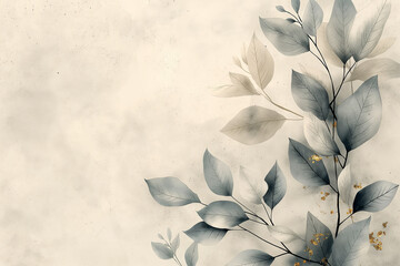 Elegant Botanical Abstract Art on Textured Background