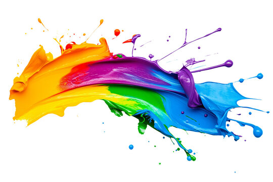 Colorful paint splash isolated on a PNG transparent background. Vibrant, dynamic paint splatter with various colors, perfect for design projects, digital art, and creative applications