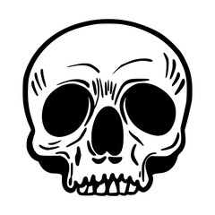 Doodle skull. Magic object. Sketch