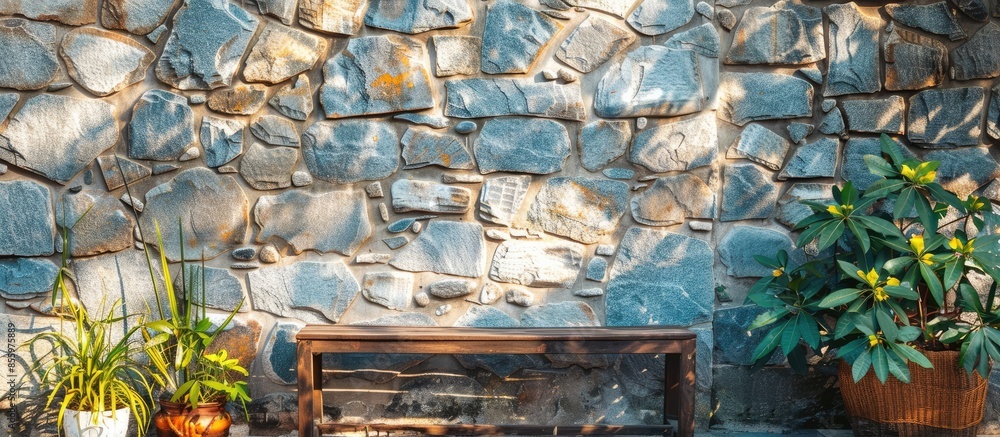 Poster stone wall decorative coating old background. copy space image. place for adding text and design
