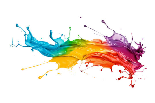 Colorful paint splash isolated on a PNG transparent background. Vibrant, dynamic paint splatter with various colors, perfect for design projects, digital art, and creative applications