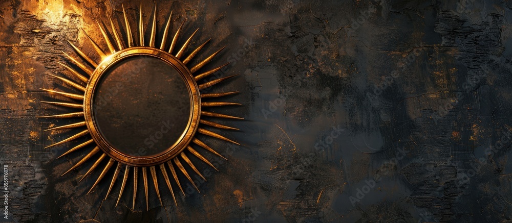 Poster image of classic round sunburst mirror. copy space image. place for adding text and design