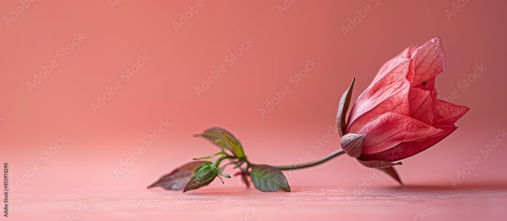 Aufkleber roselle flower isolated on pastel background. flower. copy space image. place for adding text and de