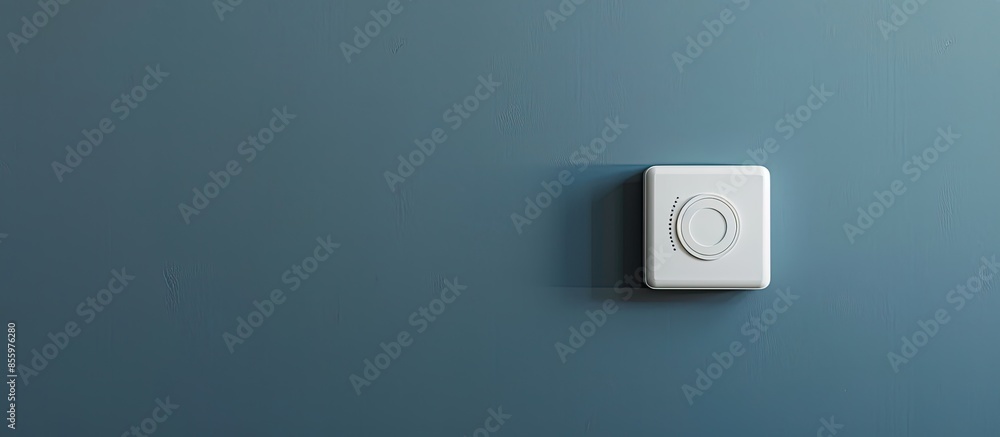 Poster white thermostat socket switch isolated on a grey background . a honeywell programmable thermostat t