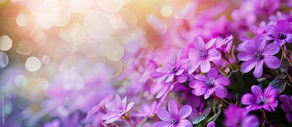 Poster beautiful violet flowers home .selective focus. copy space image. place for adding text and design