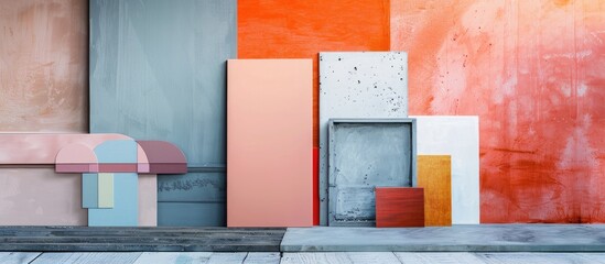 color palette mood board for decor and interior design. Copy space image. Place for adding text and design