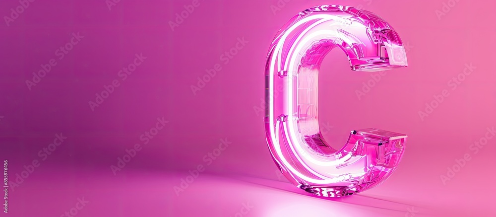 Aufkleber glowing neon pink letter c in a with a shiny glass bright pink neon tube style in a royal ancient fo
