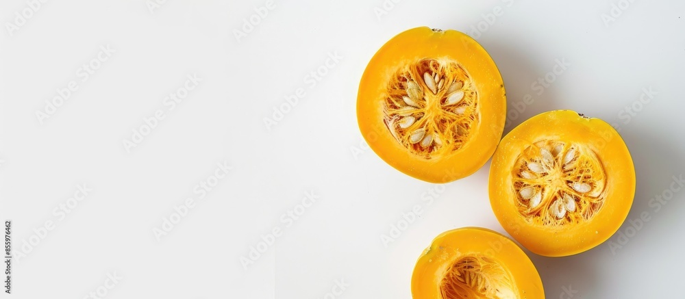 Poster muscat squash isolated on white background. copy space image. place for adding text and design