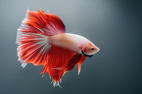 A Hellboy Siamnese Fighting Fish Splendens swims in a fish tank of Betta fish