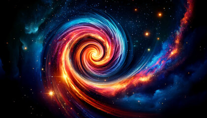 Cosmic Spiral with Vibrant Colors in Space
