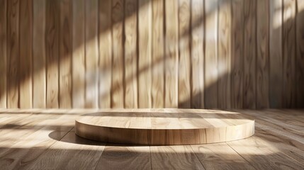 Empty product display area with a wooden background and soft shadows