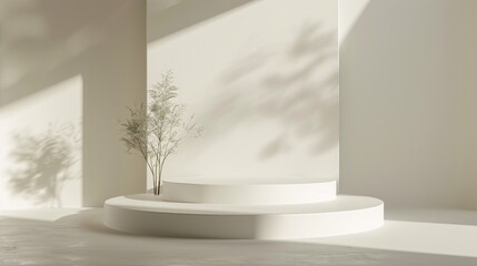 Empty product display area with a clean white background and soft shadows