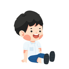 Kid boy sitting on the floor