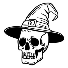 Doodle skull. Magic object. Sketch