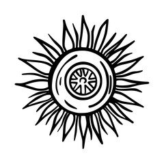 Doodle sun sign. Magic object. Sketch