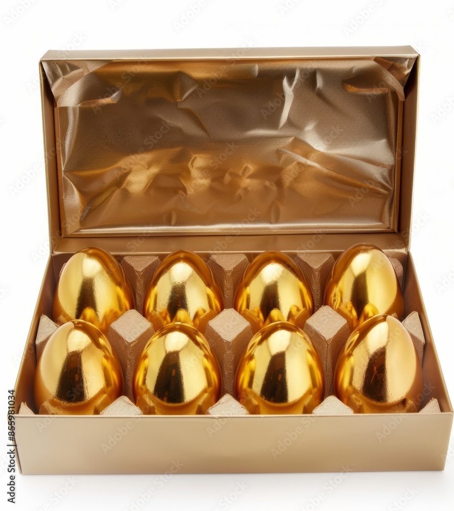Poster the inbox of a silver open gift box with ribbon and pastel easter eggs is rendered in 3d