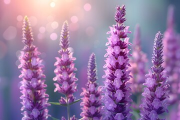 Obraz premium Purple Floral Bloom in Soft Focus with Bokeh Background - Ideal for Nature Prints and Greeting Cards