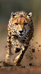 Fototapeta premium Cheetah in motion, running through grass