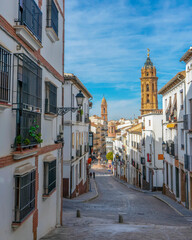 Panoramic view of the historical Andalusian city in Antequera, Spain
