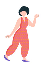Flat illustration. Girl at party in vintage costume