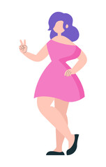 Flat illustration. Girl posing in a dress