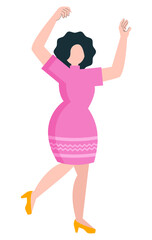 Flat illustration. Girl dancing at a party