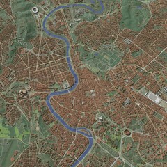 3D illustration of city and urban in Rome Italy