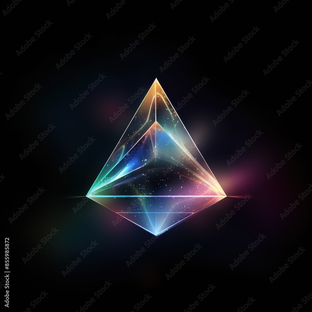 Canvas Prints 3d abstract glass chrome shape in a surreal style on a black background