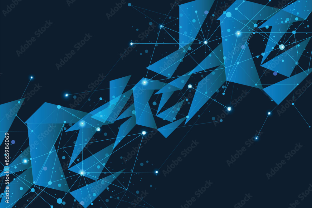 Aufkleber abstract connecting dots and lines. abstract polygonal space low poly blue background