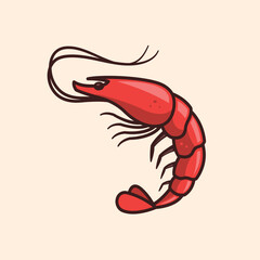 Red shrimp seafood vector illustration