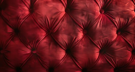 Fototapeta premium Detailed close up of velvet texture of a red chesterfield sofa with velvet background