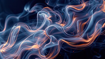 Fototapeta premium Abstract blue swirl wave on black background. Flow liquid lines design element, generative ai 