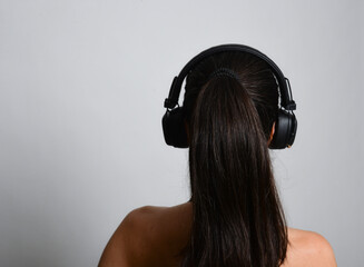 frau, musics, kopfhörer, schönheit, hören, haar, musik, haare, dunkel, schwarz, zopf,...