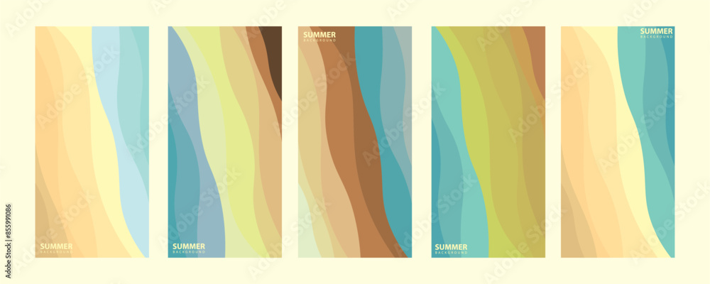 Poster abstract background design with summer color theme, with wavy patterns,abstract summer wave backgrou