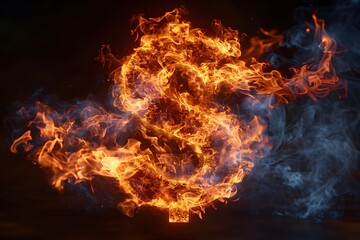 Fototapeta premium Flaming Dollar Sign Symbolizing Financial Power and Energy for Finance Industry Graphics