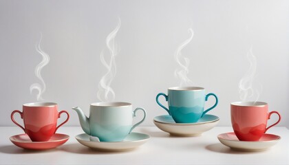Fototapeta premium Gentle Moments: A Collection of Tea Time Illustrations
