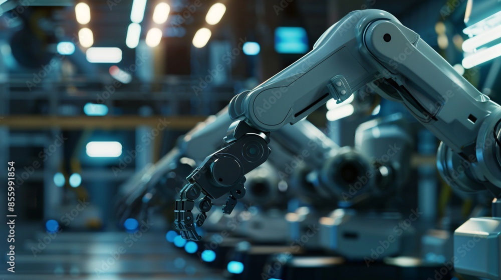 Aufkleber industrial skill efficiency demonstrated by robotic arms in a factory, focusing on robotics and the 