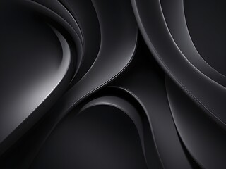 Obraz premium Abstract luxury black wave 3d background. Abstract wavy texture for exhibition products. Black wave flow with curved lines