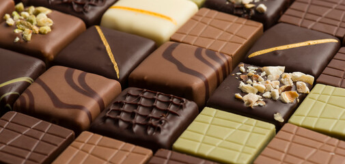 Close up shot of assorted chocolates