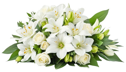 Elegant White Flower Bouquet on White Background