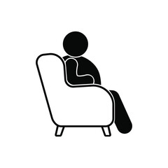 man sitting in chair icon, obesity and sedentary lifestyle illustration