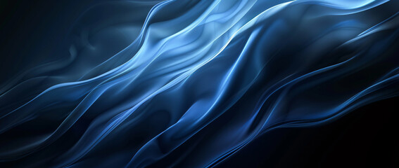 Obraz premium Abstract blue smoke waves on a dark background, creating a flowing and mystical atmosphere, perfect for artistic or creative design projects.