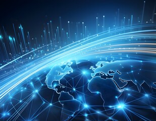 Fototapeta premium Abstract technology background of high speed global data transfer, ultra fast broadband and connection