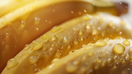 Fresh bananas with water droplets, symbolizing the natural and healthy nature of banana fruits. making it ideal for promotional materials or product ads in the style of product ads.