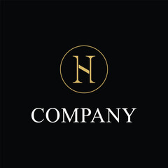 letter h logo design gold luxury for business label circle
